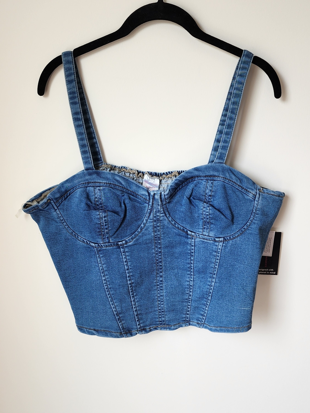 Knit Denim Corset Crop Top